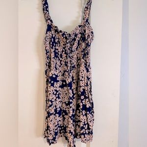 Pink and blue floral print romper